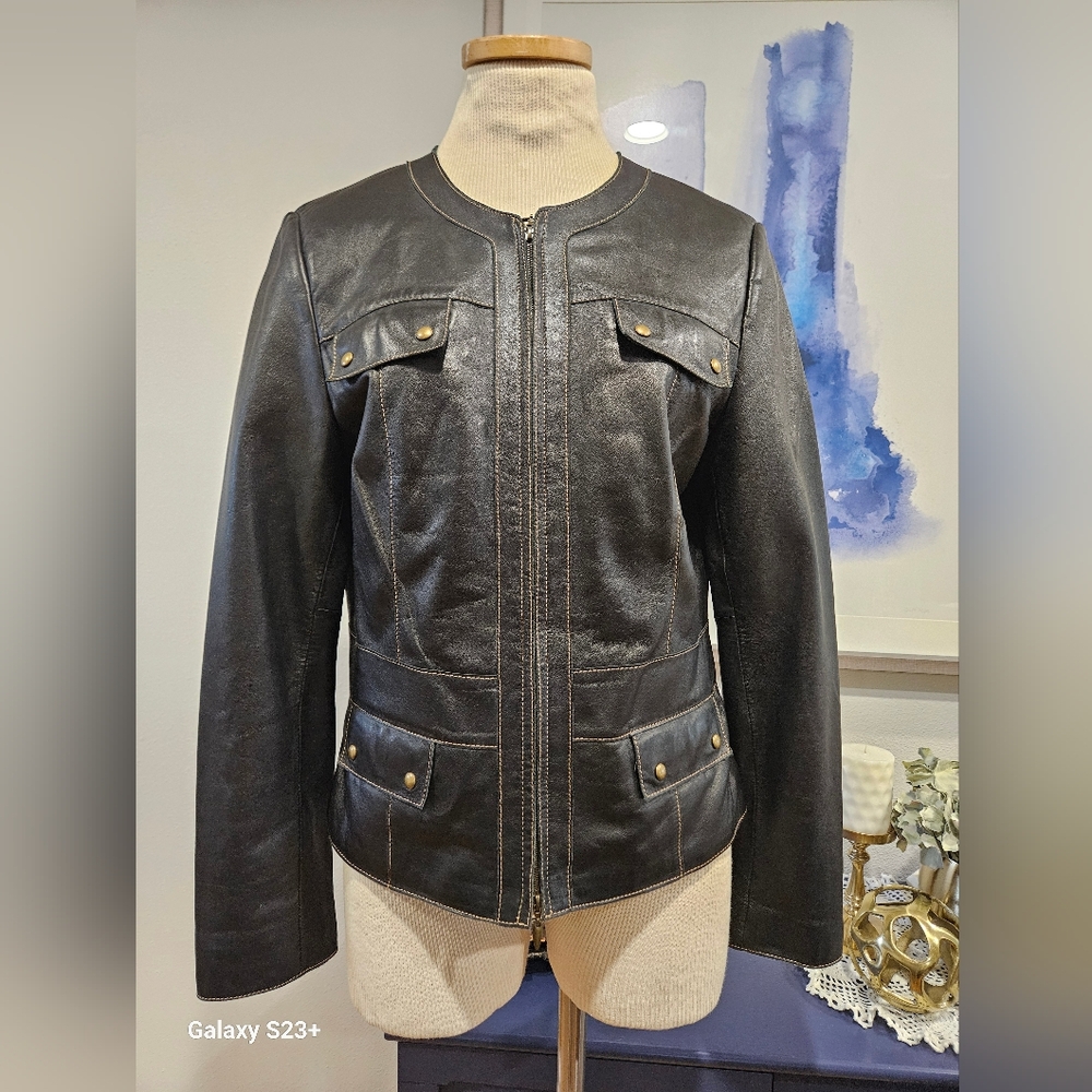 CLASSIQUES ENTIER 100% Leather Urban Edge, Modern Motorcycle Style Size M Jacket